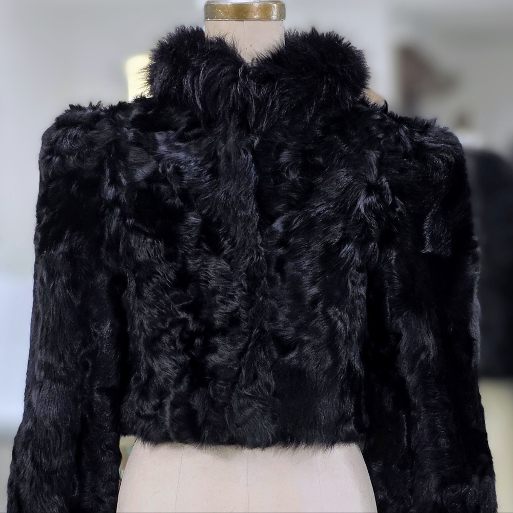 Vintage Black Fur Crop Coat